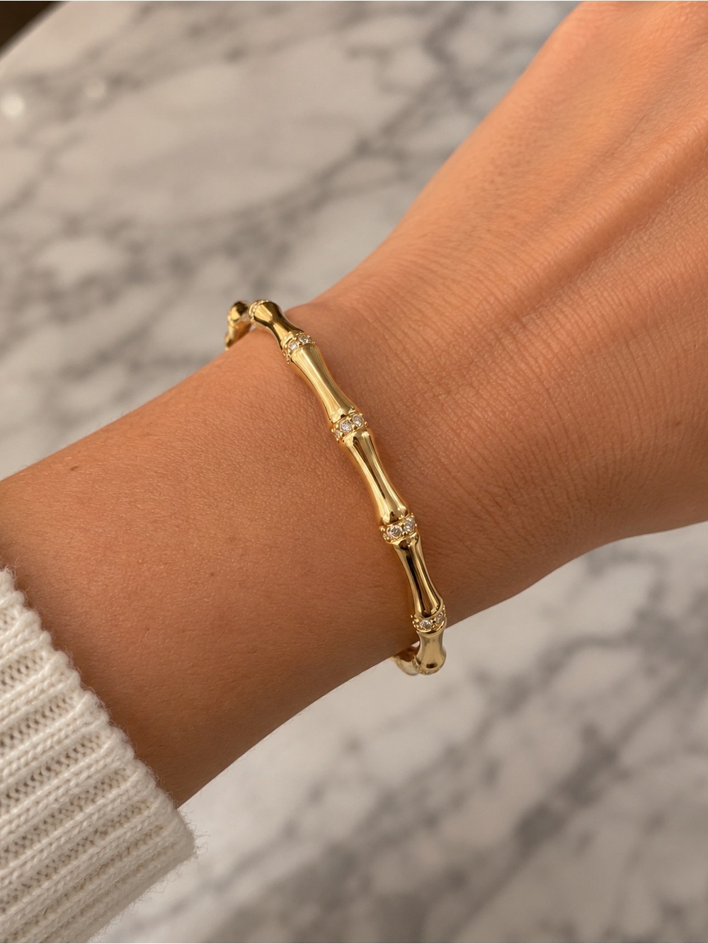 14k Bamboo Bangle - Picture 5 of 11